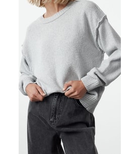 Stil Modern Kadın Regular Standart Kol Bisiklet Yaka Geniş Kalıp Basic Triko Kazak
