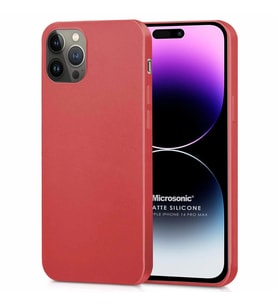 Microsonic Matte Silicone Apple iPhone 14 Pro Max Kılıf Kırmızı