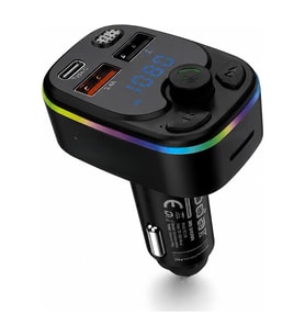 Bluetooth 5.3 Fm Transmitter Pd 20W Şarj Cihazlı Led Ekranlı Rgb Aydınlatmalı Siyah ND1100