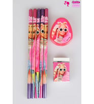 LİSANSLI BARBIE 5'Lİ KURŞUN KALEM,SİLGİ VE KALPLİ KALEMTRAŞ SETİ