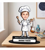 Şef Temalı Erkek Çocuğa Hediye Kişiye Özel Karikatürlü Biblo