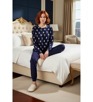Kadın Kışlık Ayıcık Desenli Pamuklu Pijama Fonksiyonel Dayanıklı Kaliteli Konforlu Estetik