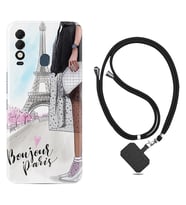 Tecno Spark 8T Kılıf Resimli Boyun Askılı İpli Desenli Silikon Bonjour Paris 1419