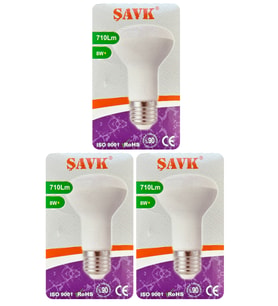 (3 Adet) Şavk 8W (54W) Sarı Işık (3000K) E27 Duylu (Kalın Duy) Led R63 Ampul