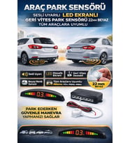 Oto Park Sensörü LED Göstergeli Sesli Uyarı Sistemi 22mm Beyaz Tüm Araçlara Uyumlu