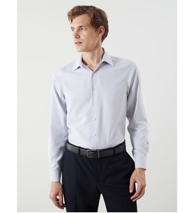 LCW BUSINESS Gri Slim Fit Uzun Kollu Armürlü Erkek Gömlek