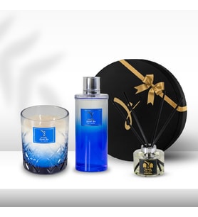 Delicate Blue 300gr Mum & Delicate Blue Kolonya 250ml & Nevin Diffuser 150ml Hediye Seti (Mavi)