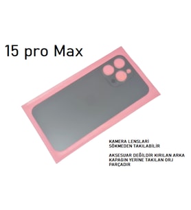 iPhone 15 PRO MAX Arka Pil Batarya Kapağı (CAM) FÜME