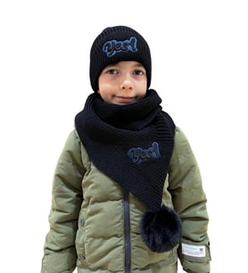 Benittokids Çocuk Yazı Detaylı Bere Atkı Takımı 7019