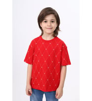 Toontoy Unisex Çocuk Baskılı Tişört (Kırmızı)