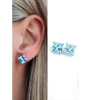 Sky Diamond Blue Aquamarin Taşlı 925ayar Gümüş Üzerine Altın Kaplama damla küpe