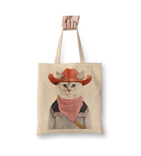 Kedi Rodeo Cat Beyaz Bez Çanta Uzun Saplı Alışveriş Çantası Plaj Çantası