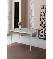 Ortadan Açılır Büyüyen Yemek Masası Mermer Desenli 70x120cm SADECE MASA FİYATIDIR (Beyaz-Mermer)