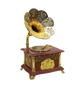 Gramofon Müzik Kutusu Kahverengi 13x26cm
