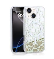 Apple iPhone 15 Uyumlu Kılıf Sıvılı Simli Baskılı Şeffaf Arka Yüzey Zore Mossa Silikon Kapak (Gold)