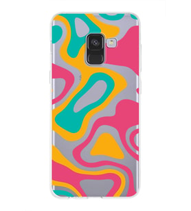 Samsung Galaxy A8 (2018)  Kapak Renkli Desen Tasarımlı Şeffaf Silikon Kılıf