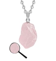 Sertifikalı Ham Işlenmemiş Açık Pembe Kuvars Taşı Kolye (Çok Renkli)