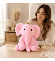 Sevimli Taçlı Fil Peluş Oyuncak – Hediyelik Peluş Fil 40 cm