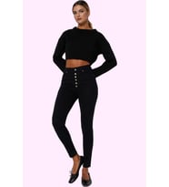 Kadın Skinny Jean Yüksek Bel Dar Paça Solmayan Günlük Kombinler Yaz Aylarının Vazgeçilmezi (Siyah)