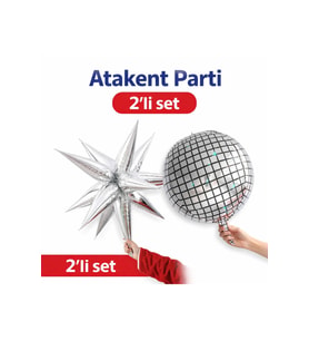 Disko Topu ve Kutup Yıldızı Parti Folyo Balon 2 li set