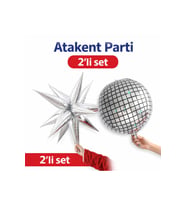 Disko Topu ve Kutup Yıldızı Parti Folyo Balon 2 li set