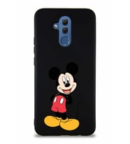 Huawei Mate 20 Lite Soft Premier Kapak Mickey Mouse-B Tasarımlı Silikon Kılıf - Siyah (Şeffaf)