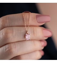 Vaoov 925 Ayar Gümüş Pembe Baget Kolye (Rose)