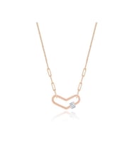 Diamond Line-Gülaylar Pembe Altın 14 Ayar Kalp Kolye
