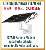 Lityum Bataryalı Güneş Panel Seti 20 Watt Panel-27.600 Mah Batarya (Beyaz)