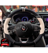 Renault Kadjar Dikme Direksiyon Kılıfı Delikli Deri Parlak Siyah Bej Detay Çift Yüzük ve Dikiş 2015-2022