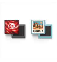 Buzdolap Magnetleri - Tunus Bayrağı ve Tunus Posta Pulu Tema - 2'li Set Magneti