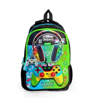CORAL HIGH 23667 KIDS SİYAH YEŞİL KULAKLIK GAME DESENLİ ÜÇ BÖLMELİ OKUL SIRT ÇANTASI