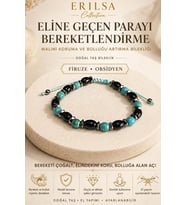 Sertifikalı Eline Geçen Parayı Bereketlendirme Malını Koruma Bolluk Bilekliği Firuze Obsidyen Doğal