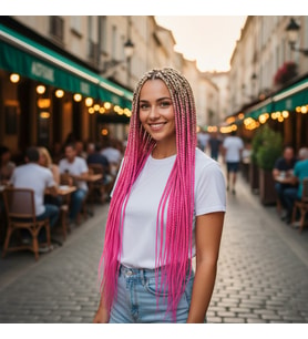Afrika Örgüsü Ve Rasta İçin Sen Ombreli / Platin / Pembe