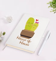 BK Gift Kişiye Özel İsimli Kaktüs Tasarımlı Beyaz Defter ve Kalem Seti-13