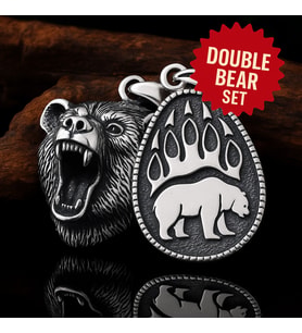 voyageaccessory Double Bear Set – Viking Ayı Figürlü Paslanmaz Çelik Erkek Kolye Seti (2’li)