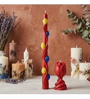Lale Motifli Şamdan Mum Silikon Kalıp 23.5x2 Cm