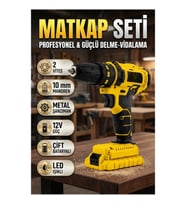 12V Akülü Darbeli Matkap Vidalama Seti – 24 Parça, Çift 1500mAh Batarya, LED ve 2 Vites