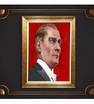 Altın Varaklı Çerçeveli Paspartulu Atatürk Tablo z4903 (Gold)