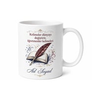Türkçe Öğretmenine Hediye Edebiyat Temalı Baskılı Porselen Kupa Bardak