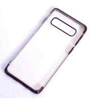 Galaxy S10 Kılıf İnce Köşeleri Renkli Şeffaf Silikon (Siyah)