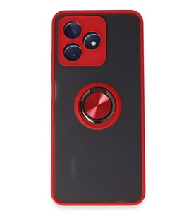 Mey İthalat® Realme C53 Kılıf Montreal Yüzüklü Silikon Kapak - Kırmızı