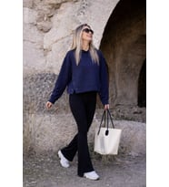 Lacivert Çıtçıt Kapüşonlu Sweatshirt