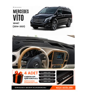 MERCEDES VİTO W447 (2014-2021) Uyumlu Torpido Örtüsü Torpido Kılıfı - Siyah