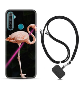 Realme 5i 5 Pro 6i 7 Pro 8 Kılıf Boyun Askılı Silikon Line Filamingo 1776