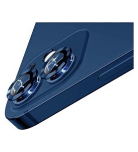 Apple iPhone 12 Kamera Koruyucu Lens Mercek Metal Çerçeveli 2li Set Mavi Blue