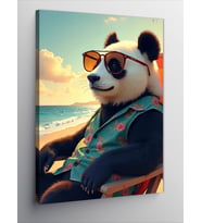 Kanvas Tablo Sahildeki Gözlüklü Panda
