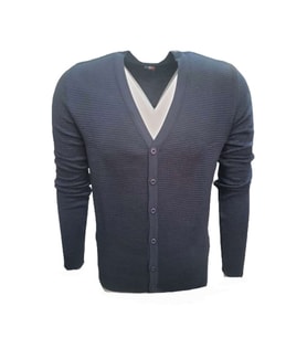 Ce-Ce 3369 Erkek Basic Önü Düğmeli Hırka - Bordo (Lacivert)