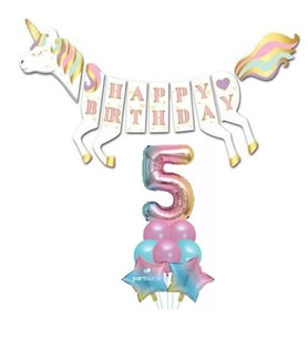 Unicorn 5 Yaş Happy Birthday Gökkuşağı