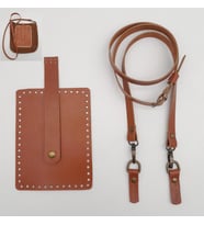 Angel Çanta Aksesuar Taba Gerçek Deri 130x1.5 cm Ayarlı Saplı Mini Bag Çanta Seti Antik Metalli